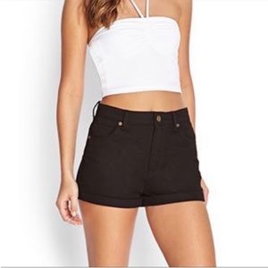 Forever 21 Cuffed Black Denim Shorts 28